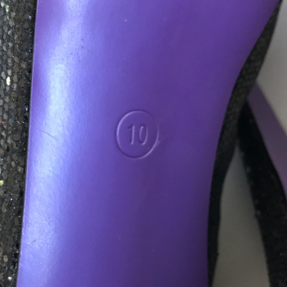 JUST FAB Stilettos Heels Peep Toe Black Pumps Shimmer Party Women’s Size 10 - Picture 15 of 16